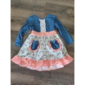 Pete + Lucy Rainbow Toddler Girl Long Sleeve Twirl Dress size 3t #5‎